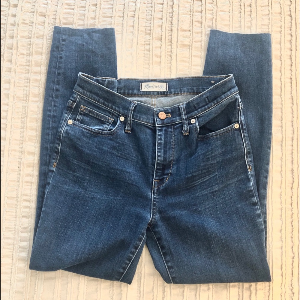 Madewell High Riser Skinny Jean Stretch Medium Wash Raw Hem - Picture 2 of 8